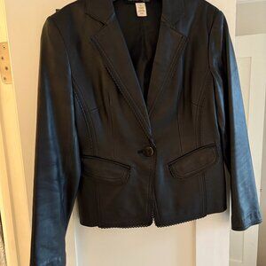 Designer black leather blazer